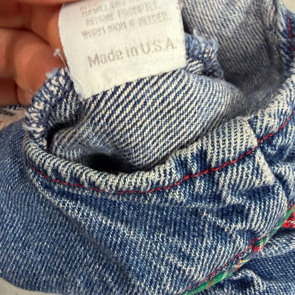 OshKosh B'gosh Overalls Kids 18M Blue Denim Plaid Lined Vintage USA Made 826-031